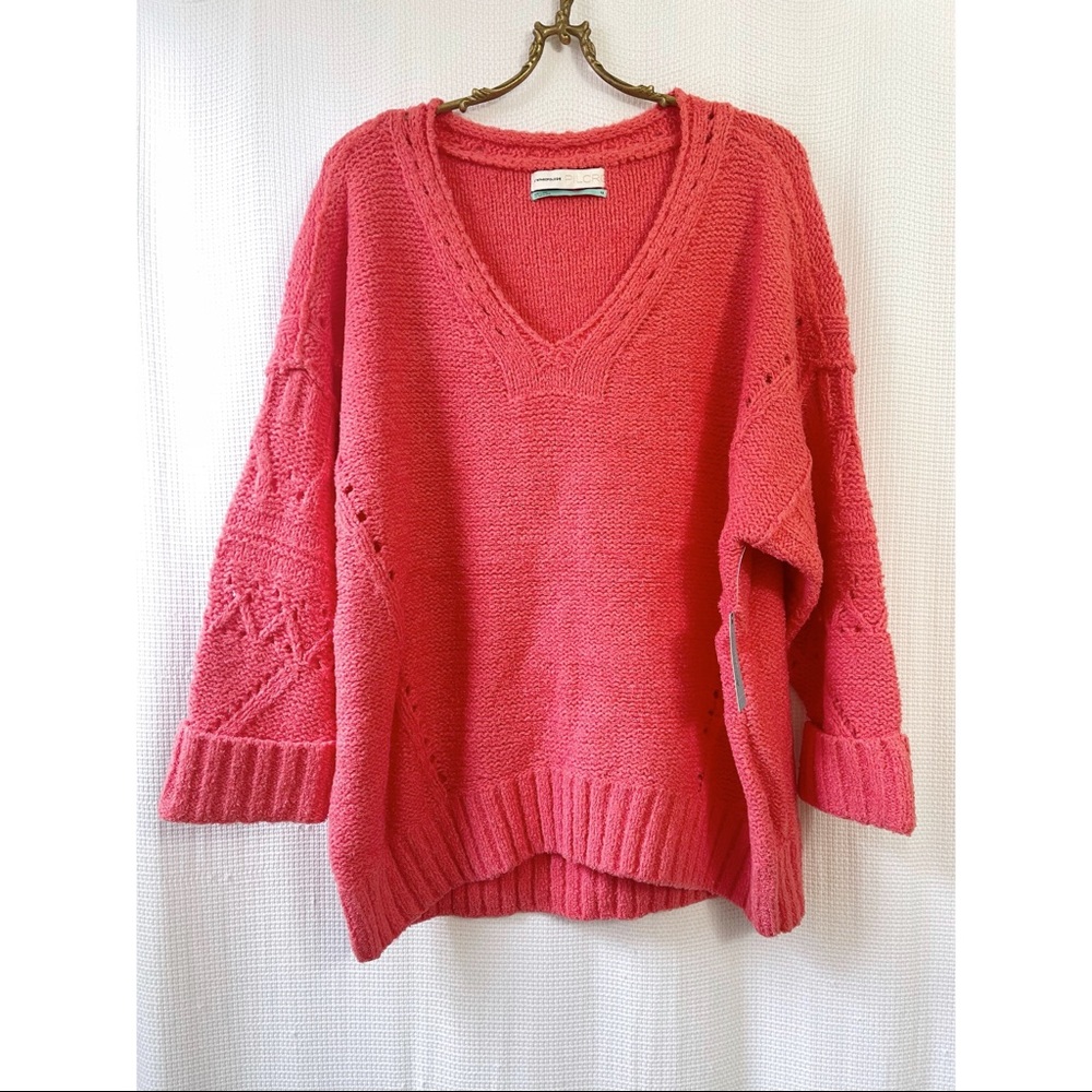 Coral Pilcro v-neck knit sweater